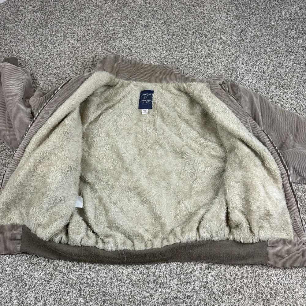 Vintage Polo Club Manhattan Corduroy Sherpa Lined Jacket Mens 2XL Beige USA